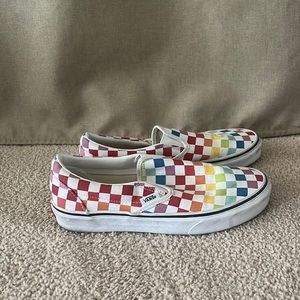 Rainbow checkered vans. Size 7.5